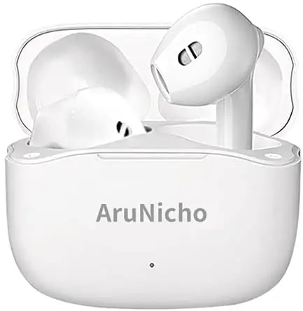 AruNicho Bluetooth Earbuds for iPhone Android, Hi-Fi Stereo Sound Wireless Earbuds Bluetooth 5.0 in Ear Touch Control Headphones 30H Play time with mic for Work/Travel/Sport White