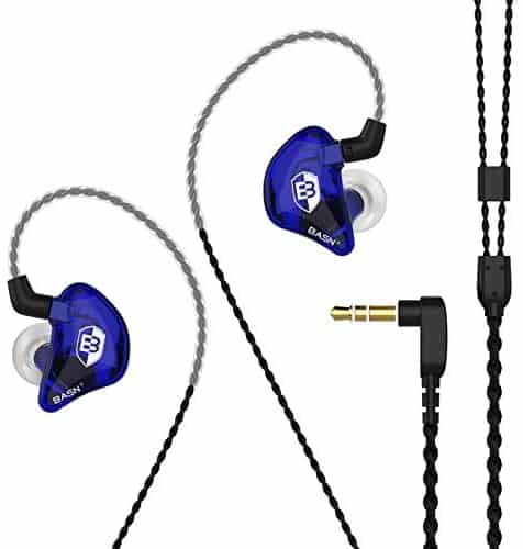 BASN Bsinger BC100 in Ear Monitor Headphones Universal Fit Noise Isolating IEM Earphones for Musicians Singers Studio Audiophiles (Blue)