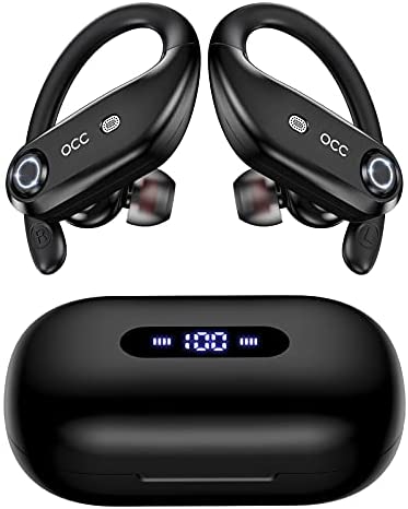Bluetooth Headphones 4-Mics Call Noise Reduction 64Hrs IPX7 Waterproof Power Bank occiam Wireless Earbuds Over Ear Earphones with 2200mAh Charging Case for Sports Running Workout Gaming