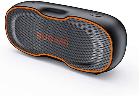Bluetooth Speaker, Bugani Portable Bluetooth Speaker 5.0, Clear Stereo, Rich Bass, Waterproof Speaker, 24 Hours Long Play Time, Wireless Speakers Suitable for Home, Outdoor, Travel (Orange)