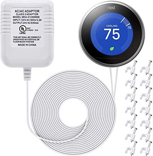 C Wire Adapter for Thermostats 24 Volt Transformer Compatible with Nest Honeywell Ecobee Emerson Sensi Smart WiFi Thermostat (White)