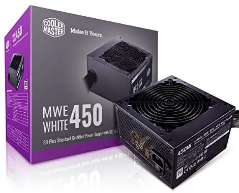 Cooler Master MWE White 450 80+ White 450W PSU with HDB Silent 120mm Fan, Single +12V Rail, Flat Black Cables