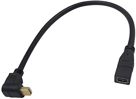 Duttek 30cm 90 Degree Mini DisplayPort Male to Mini DisplayPort DP Female Extension Cable (Mini DP Male to Mini DP Female Adapter) for iMac & LED Cinema Display (Down Angled)