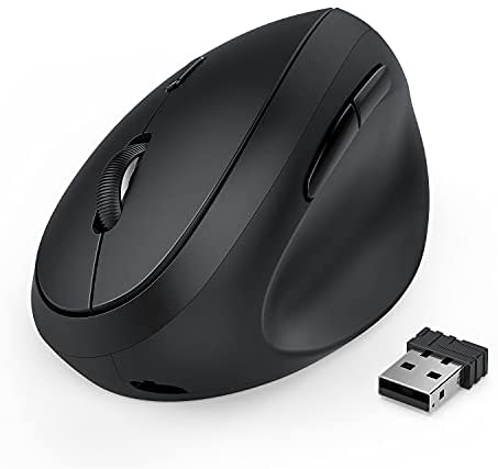 Ergonomic Vertical Mouse, Wireless 2.4GHz Rechargeable Ergonomic Vertical Mouse Optical Mice with Adjustable DPI 1000/1600/2400, Reduce Wrist Strain