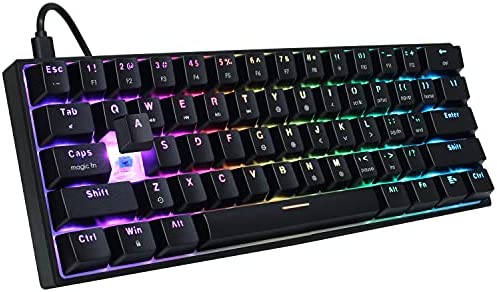 FANTECH MAXFIT61 RGB Wired 60% Mechanical Keyboard, 61 Keys Hot Swappable Type-C Programmable Gaming Keyboard, Outemu Blue Switch, Black