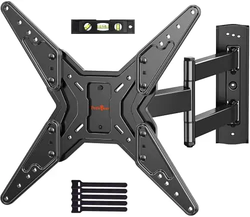 Full Motion TV Wall Mount for 23-55 Inch LED LCD Flat Curved TVs with Swivel Articulating Extends Tilt Arm fit Max VESA 400x400mm up to 88lbs by Perlegear