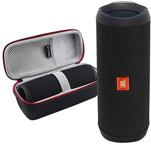 JBL FLIP 5 Portable Wireless Bluetooth Speaker IPX7 Waterproof On-The-Go Bundle with Boomph Hardshell Protective Case – Black