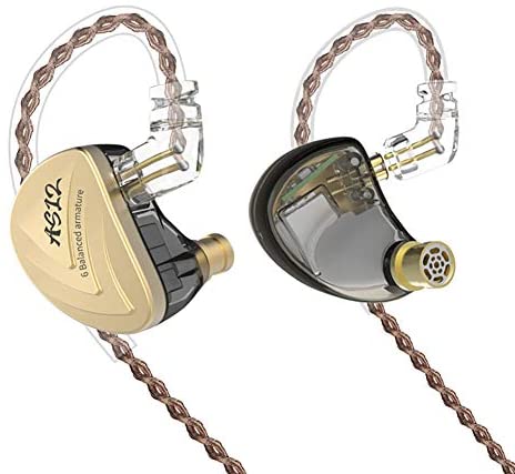 KZ-AS12 in-Ear Monitors, 12BA(6BA on Each Side) HiFi Stereo Noise Isolating IEM Earphones/Earbuds/Headphones with Detachable Cable Universal-Fit Wired Sports 0.75mm 2PIN (Without MIC, Black)