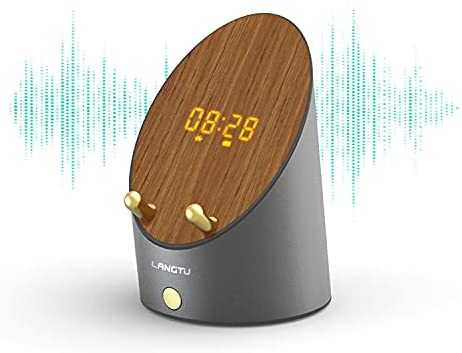 LANGTU Portable Bluetooth Speaker, Wireless Bluetooth Speakers with Phone Stand, Bluetooth 5.0 and Induction Dual Pairing Wireless Stereo Speaker with Digital Clock Display for Home and Outdoors