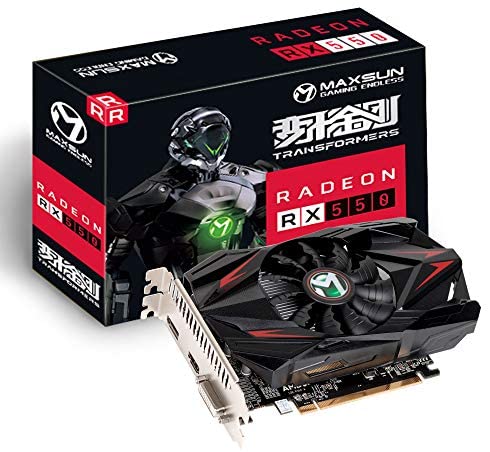 MAXSUN AMD Radeon RX 550 4GB GDDR5 ITX Computer PC Gaming Video Graphics Card GPU 128-Bit DirectX 12 PCI Express X16 3.0 DVI-D Dual Link, HDMI, DisplayPort