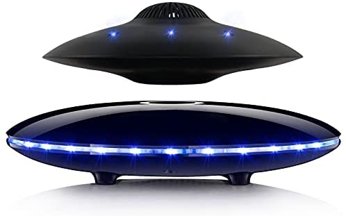 Magnetic Levitating Speaker,360° Rotation Floating Bluetooth Speakers with Colorful LED Flashing Lights,UFO Portable Wireless Speaker 5.0 with Stereo Sound,for Home Office Decor Cool Tech Gifts(Black)