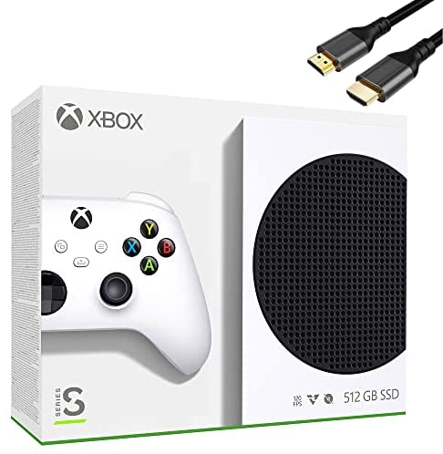 Microsoft Xbox Series S 512GB All-Digital Gaming Console (Disc-Free) + 1 Wireless Controller, White – 1440p Resolution, Up to 120 FPS, 802.11ac WiFi, Bluetooth – Cbmoun HDMI_Cable