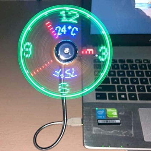 New USB Clock Fan with Real Time Clock and Temperature Display Function,Silver,1 Year Warranty (Temperature and Clock)