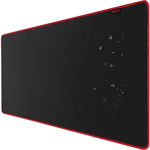 Psitek 32×12 inches XXL Large Gaming Mouse Pad Red Extended Desk Keyboard Mousepad,Waterproof Cloth Surface Optimized for Precision, Durable Stitched Anti-Fray Edges