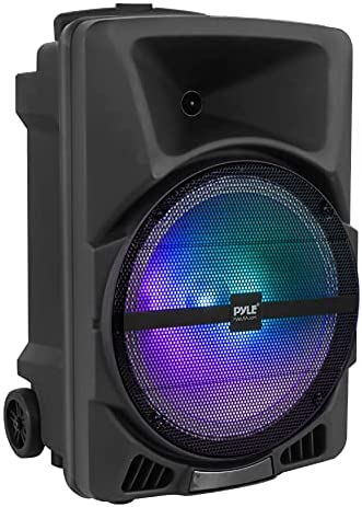 Pyle Wireless Portable PA Speaker System – 800W Powered Bluetooth Indoor & Outdoor DJ Stereo Loudspeaker with USB SD MP3 AUX 3.5mm Input, Flashing Party Light & FM Radio-PPHP1244B