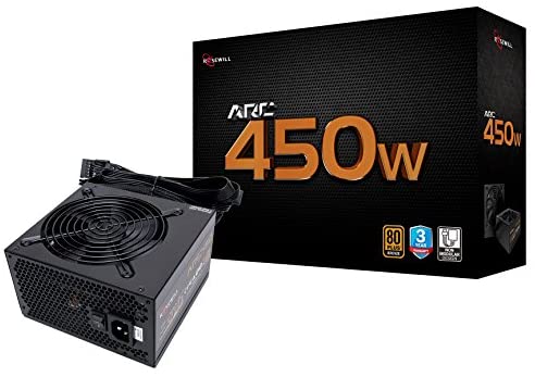 Rosewill Gaming Power Supply, Arc Series 450 Watt (450W) 80 Plus Bronze Certified PSU with Silent 120mm Fan and Auto Fan Speed Control, 3 Year Warranty – ARC450