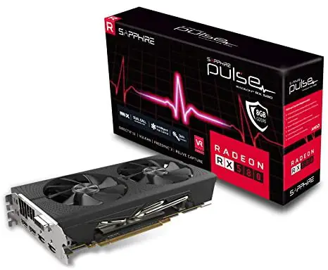 SAPPHIRE Radeon 11265-05-20G Pulse RX 580 8GB GDDR5 Dual HDMI/ DVI-D/ Dual DP OC with Backplate (UEFI) PCI-E Graphics Card Graphic Cards