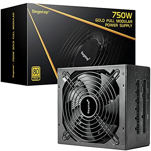 Segotep 750W Fully Modular Gaming Power Supply 80 Plus Gold Certified PSU with Silent 140mm Fan