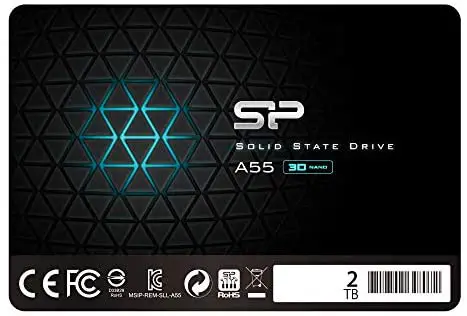 Silicon Power 2TB SSD 3D NAND A55 SLC Cache Performance Boost SATA III 2.5″ 7mm (0.28″) Internal Solid State Drive (SP002TBSS3A55S25)