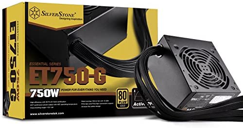SilverStone Tek 750W 80 Plus Gold Fixed Cable Power Supply with Flat Black Cables and Quiet Fan Curve SST-ET750-G
