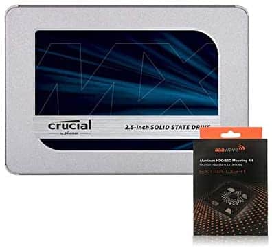 Special Bundle – CT500MX500SSD1 MX500 500GB 2.5″ SSD + AAAwave Aluminum HDD/SSD Mounting Kit