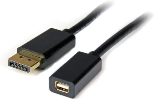 StarTech.com 3 ft DisplayPort to Mini DisplayPort 1.2 Video Cable Adapter M/F – DisplayPort 4k with HBR2 support – DP (M) to Mini DP (F) (DP2MDPMF3),Black
