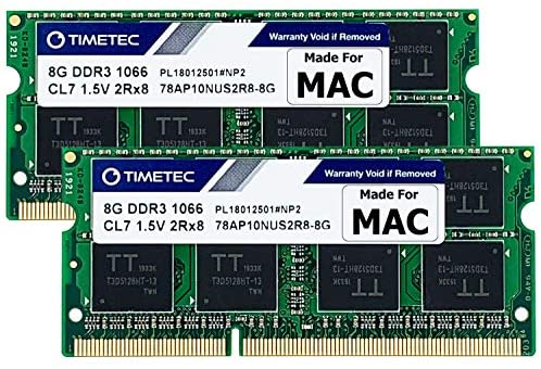 Timetec 16GB KIT(2x8GB) Compatible for Apple DDR3 1067MHz / 1066MHz PC3-8500 RAM for Mac Book (Mid 2010 13-inch), Mac Book Pro (Mid 2010 13-inch), iMac (Late 2009 27-inch), Mac Mini (Mid 2010) MAC RAM