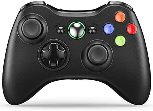VOYEE Wireless Controller Compatible with Microsoft Xbox 360/Slim PC Windows 10/8/7, Wireless PC Controller with Upgraded Joystick/Dual Shock (Black)