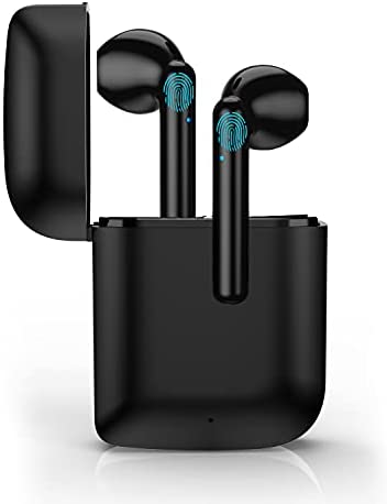 Wireless Earbuds Bluetooth 5.0 Headphones with Mobile Charging Case,IPX5 Waterproof,3D Stereo Air Buds in-Ear Ear Buds Built-in Mic,Pop-ups Auto Pairing Airpods Android iPhone Apple Earbuds (Black)