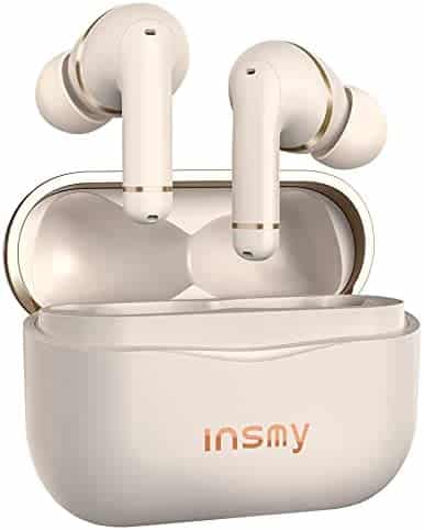 Wireless Earbuds Hybrid Active Noise Cancelling 35dB, INSMY Bluetooth in-Ear Headphones 6 Mics Call Noise Reduction 36Hrs Playtime Stereo Immersive Sound Premium Bass Earphones for Sports (Nude)