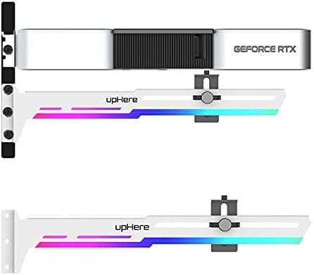 upHere 5V Addressable RGB White Graphics Card GPU Brace Support Video Card Sag Holder,Built-in 5V ARGB Strip,Adjustable Length and Height Support,G276WTARGB