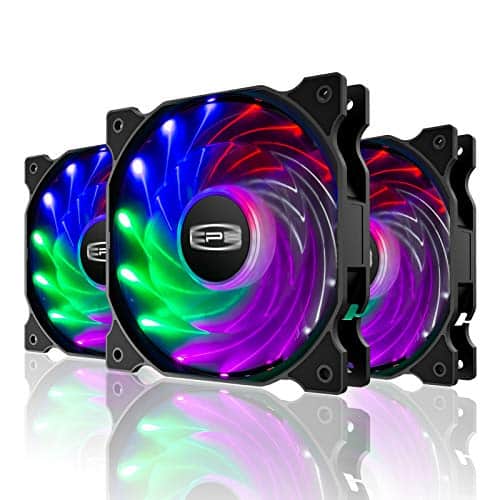 CP3 120mm Silent Intelligent Control RGB Case Fan Adjustable Colorful High Performance Fans with Controller, 3-Pack