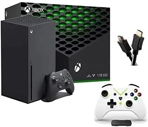 Microsoft Xbox Series X Gaming Console with 1 Xbox Wireless Controller – Black, 2160p Resolution, 1TB Storage, Wi-Fi, TSBEAU High Speed HDMI Cable + Wireless Controller with Built-in Dual Vibration