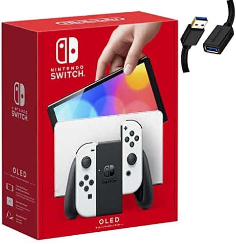 Nintendo Switch OLED Model with White Joy-Con and Dock – 7″ 1280 x 720 OLED Touchscreen Display, 64GB Storage, 802.11AC WiFi, Bluetooth, Ethernet, Type-C – Michooyel USB_Extension_Cable