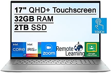 2021 Dell Inspiron 7000 2-in-1 17″ QHD+ Touchscreen Laptop Computer, 11th Intel Core i7-1165G7, 32GB RAM, 2TB PCIe SSD, Backlit Keyboard, Intel Iris Xe Graphics, MaxxAudio, HD Webcam, Win 10, Silver