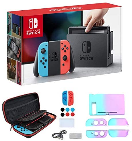2021 Nintendo Switch with Neon Blue and Neon Red Joy-Con – 6.2″ Touchscreen LCD, 32GB Storage – 7-in-1 Carrying Case