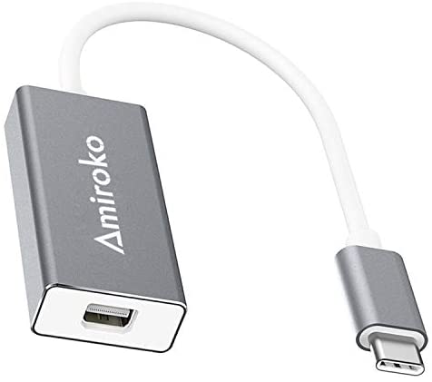 Amiroko USB-C to Mini DisplayPort Adapter, USB 3.1 Type C (Thunderbolt 3) to Mini DP Adapter Support 4K, 1080P for MacBook Pro, Alienware, to LED Cinema Display / Dell Monitor etc, Gray
