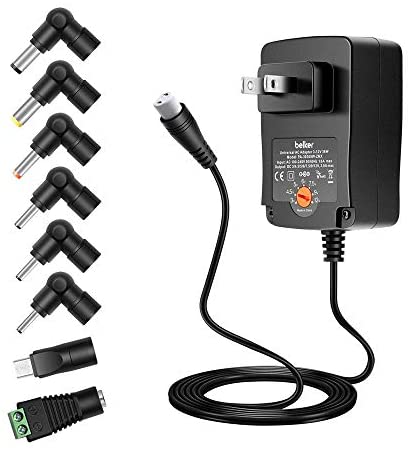 Belker 36W Universal 3V 4.5V 5V 6V 7.5V 9V 12V AC DC Power Adapter Supply for Household Electronics Routers TV Boxes LCD CCTV Cameras – 0.5A 1A 1.5A 2A 2.5A 3A 2500mA Max.