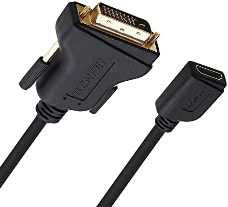 DVI to HDMI, Benfei Bidirectional DVI (DVI-D) to HDMI Male to Female Adapter with Gold-Plated Cord