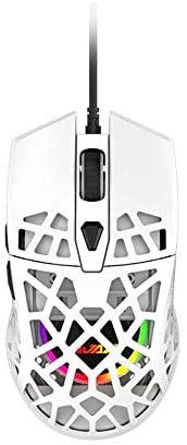FIRSTBLOOD ONLY GAME. AJ339 65G Gaming Mouse – Lightweight Honeycomb Shell – RGB Backlit – 12400 DPI Optical Sensor – Programmable 6 Buttons – Precise Registration – Superlight Cable – White