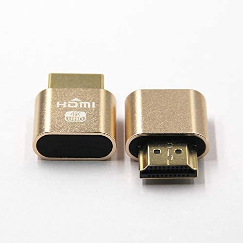 HDMI DDC EDID Dummy Plug,[3840×2160@60Hz New Generation] VGA Virtual Display Adapter Headless Ghost Display Emulator Lock Plate for Ethereum ETH ZEC BTC Mining (2 Pack)…