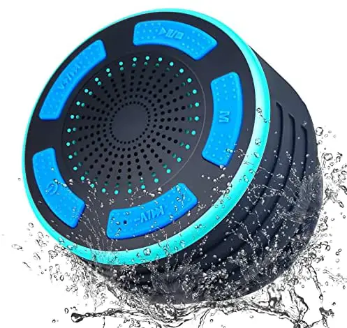 IPX7 Waterproof Bluetooth Speaker, Sewowibo Portable Shower Wireless Speaker with LED Mood Lights, Rich Bass HD Stereo Sound with Microphone for Bathroom Shower Beach Pool Party Travel Hiking Outdoors