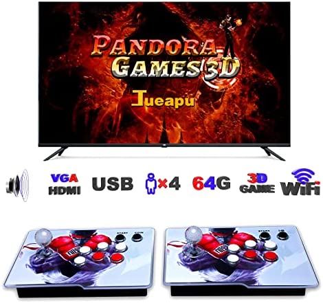 Jueapu 10000 Arcade Game Machine,Family Pandora Box Multiplayer Joystick Buttons Arcade Video Game for Home with 132 3D Classic Video Game, Newest System,Advanced CPU,Compatible HDMI,VGA Newest