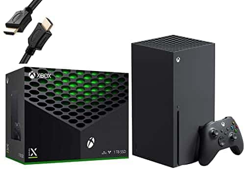 Microsoft Xbox Series X 1TB SSD Video Game Console + Xbox Wireless Gaming Controller, Black – 16GB GDDR6 RAM, 8X Cores Custom Zen 2 CPU, RDNA 2 GPU, Ultra HD Blu-ray, True 4K, 120 FPS – HDMI Cable