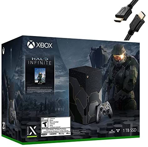 Microsoft Xbox Series X Halo Infinite Edition 1TB SSD Gaming Console + 1 Wireless Controller – 16GB GDDR6 Memory, Ultra HD Blu-ray, True 4K Resolution, Up to 8K HDR, 120 FPS – High Speed HDMI Cable