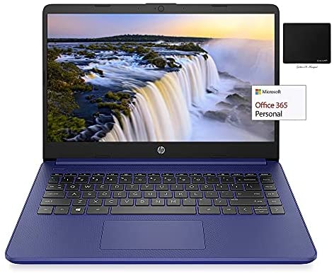 Newest HP 14″ HD Laptop, AMD Dual-Core CPU, 8GB DDR4 RAM, 320GB Storage(256GB SSD + 64GB eMMC), 1-Year Office 365, Webcam, HDMI, Windows 10 Bundle with GalliumPi Mousepad (Blue)