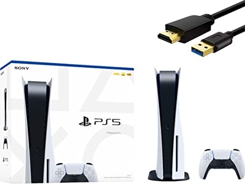 Playstation 5 Disc Edition Gaming PS5 Console + 1 Wireless Controller, 8-Core x86-64-AMD Ryzen Zen 2 CPU, 16GB GDDR6 Memory, 825GB SSD, 8K Output, Up to 120FPS, Michooyel HDMI_Cable