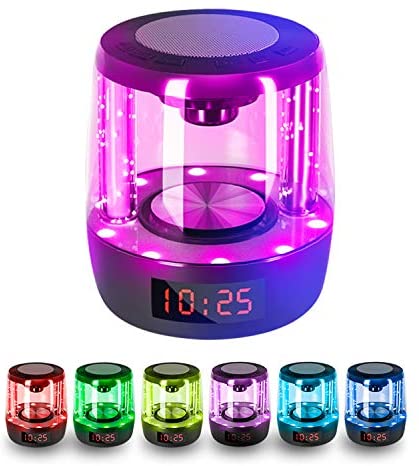 Portable Bluetooth Speaker, Wireless Speaker with Colorful Lights, 7 Colors for Night lamp, Touch Control to Change Brightness, Stereo Sound, Built-in Mic