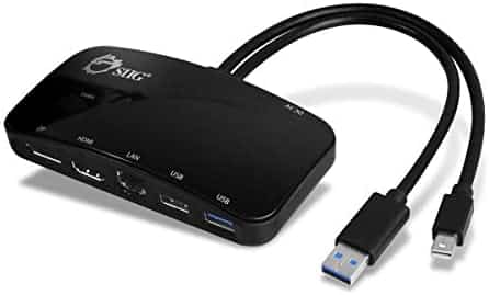 SIIG Mini-DP Video Dock with USB 3.0 LAN Hub (Black) – Mini DisplayPort to HDMI or DisplayPort, 2-port USB hub with 1 Gigabit Ethernet port for Macbooks, Surface Pros, and Dell/Asus/Lenovo/HP Laptops (JU-H30412-S1)