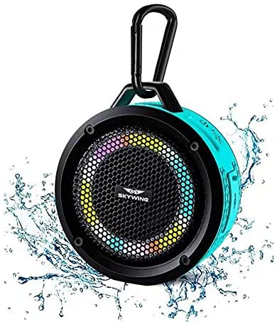 SKYWING Soundace S6 IPX7 Waterproof Shower Speaker 5W Bass+ Bluetooth Speaker with Suction Cup Hook Lanyard RGB Light 15h Playtime, Premium Mini Portable Outdoor Wireless Speaker for Bike Pool Beach